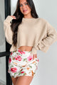 Coziest Memories Crewneck Crop Sweater (Taupe) - NanaMacs