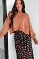 Cheerful Charm Oversized Zenana Crop Sweater (Deep Camel) - NanaMacs