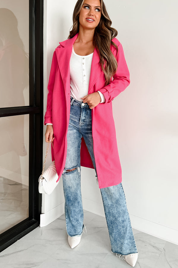 Eastern Winds Midi Length Coat (Fuchsia) - NanaMacs