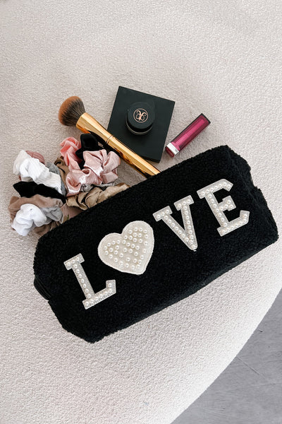 Girlfriend Routine Embellished Teddy Cosmetic Bag (Black) - NanaMacs