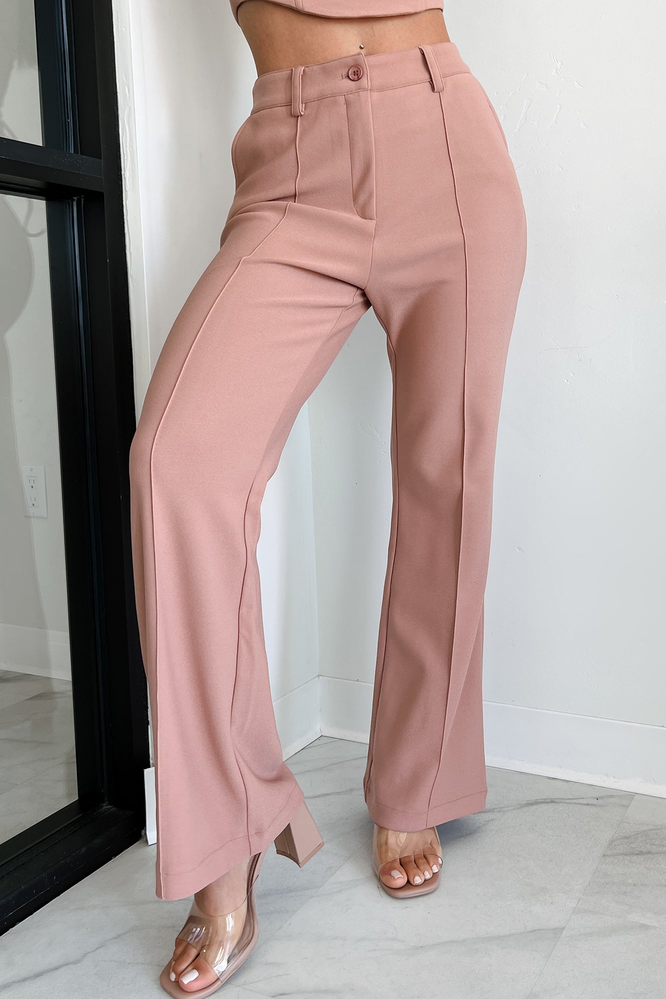 Boastful Nature Seam Detailed Dress Pants (Terracotta) - NanaMacs