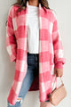 Feels Like Home Open Front Plaid Cardigan (Pink) - NanaMacs