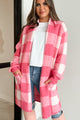 Feels Like Home Open Front Plaid Cardigan (Pink) - NanaMacs