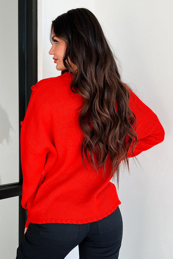 Bold Choices Chunky Braided Sweater (Red) - NanaMacs