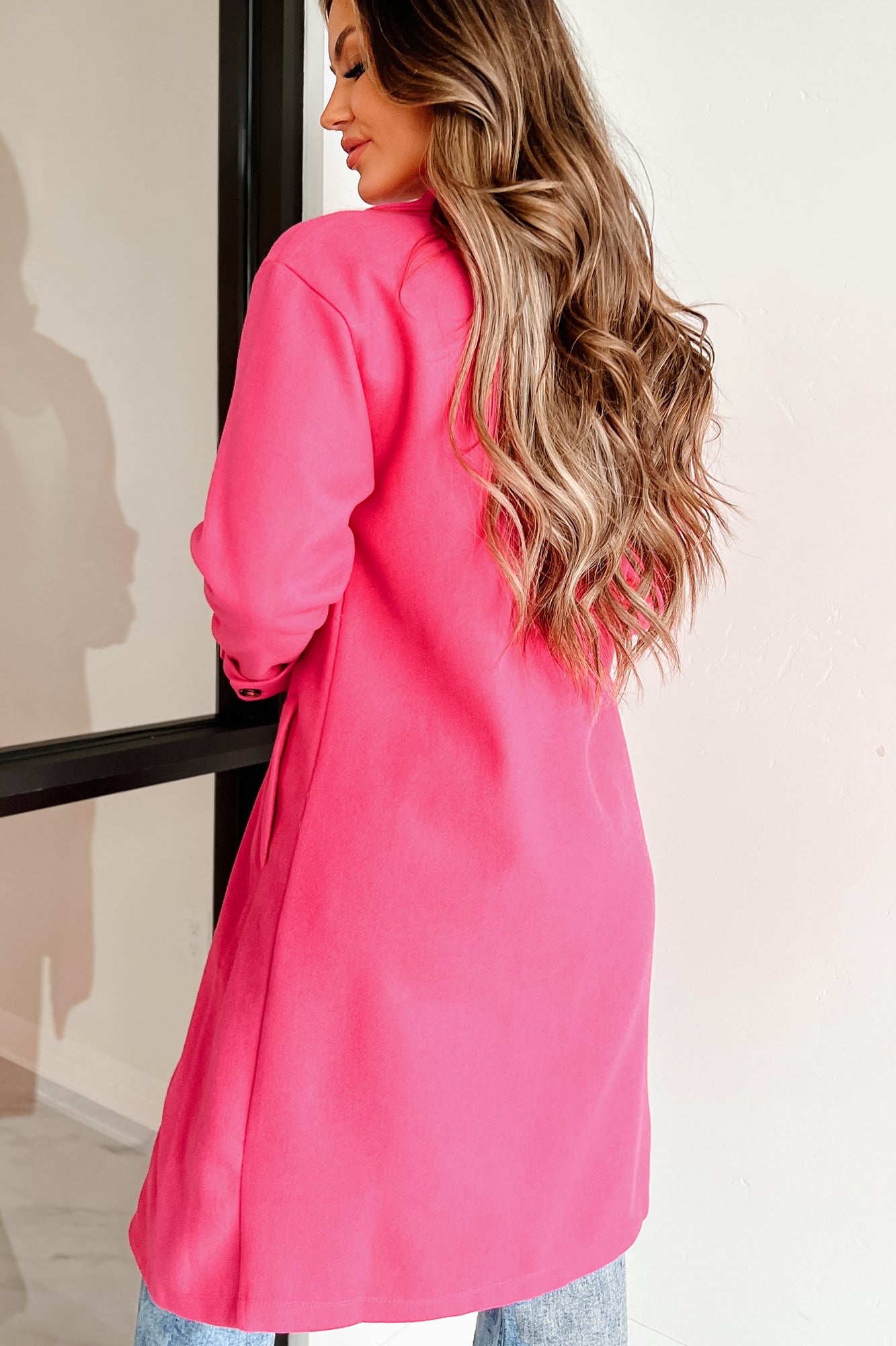 Eastern Winds Midi Length Coat (Fuchsia) - NanaMacs