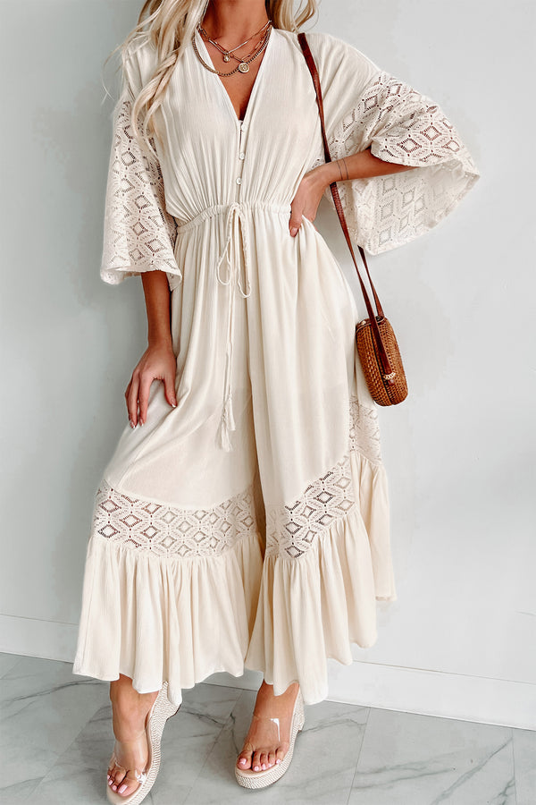 Honestly Sweet Kimono Sleeve Jumpsuit (Cream) - NanaMacs