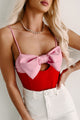 Sweet Fling Bow Detailed Bodysuit (Red/Pink) - NanaMacs