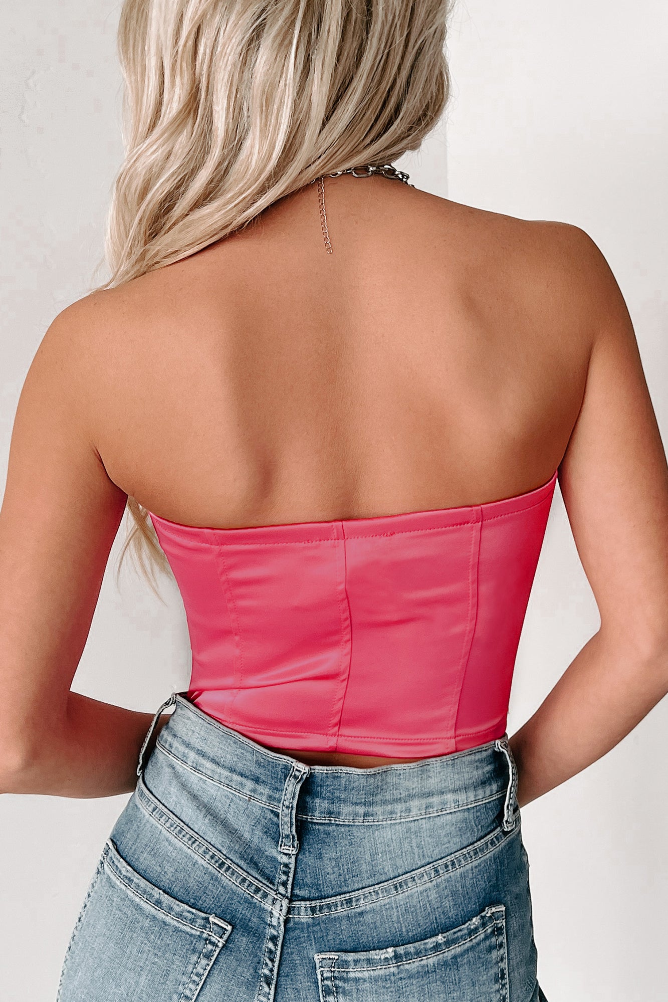 Wicked Games Satin Corset Top (Hot Pink)