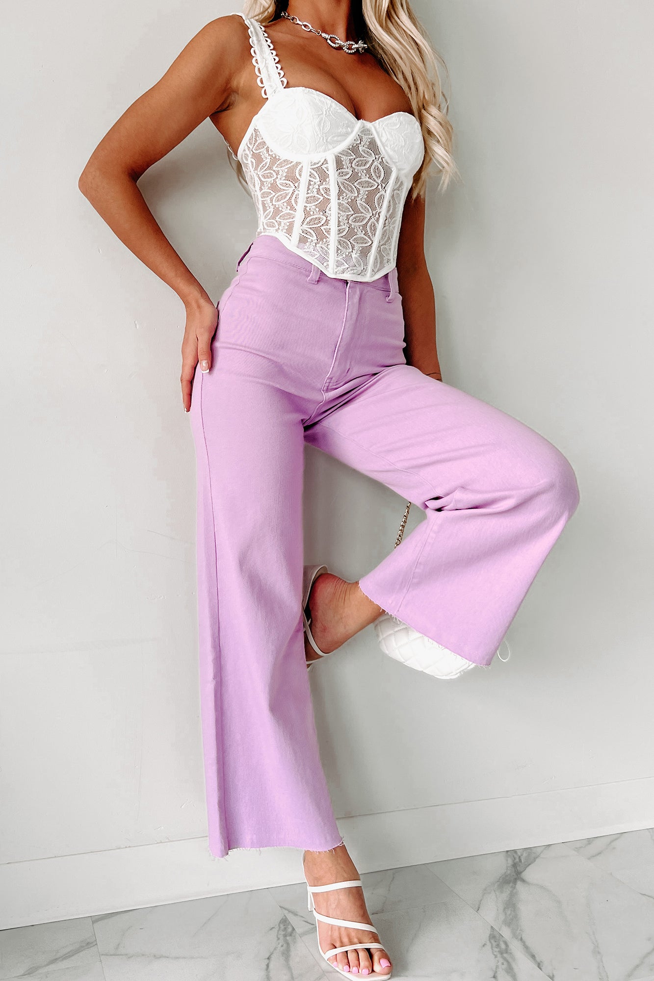 According To Plan High Rise Wide Leg Crop Jeans (Lavender) - NanaMacs