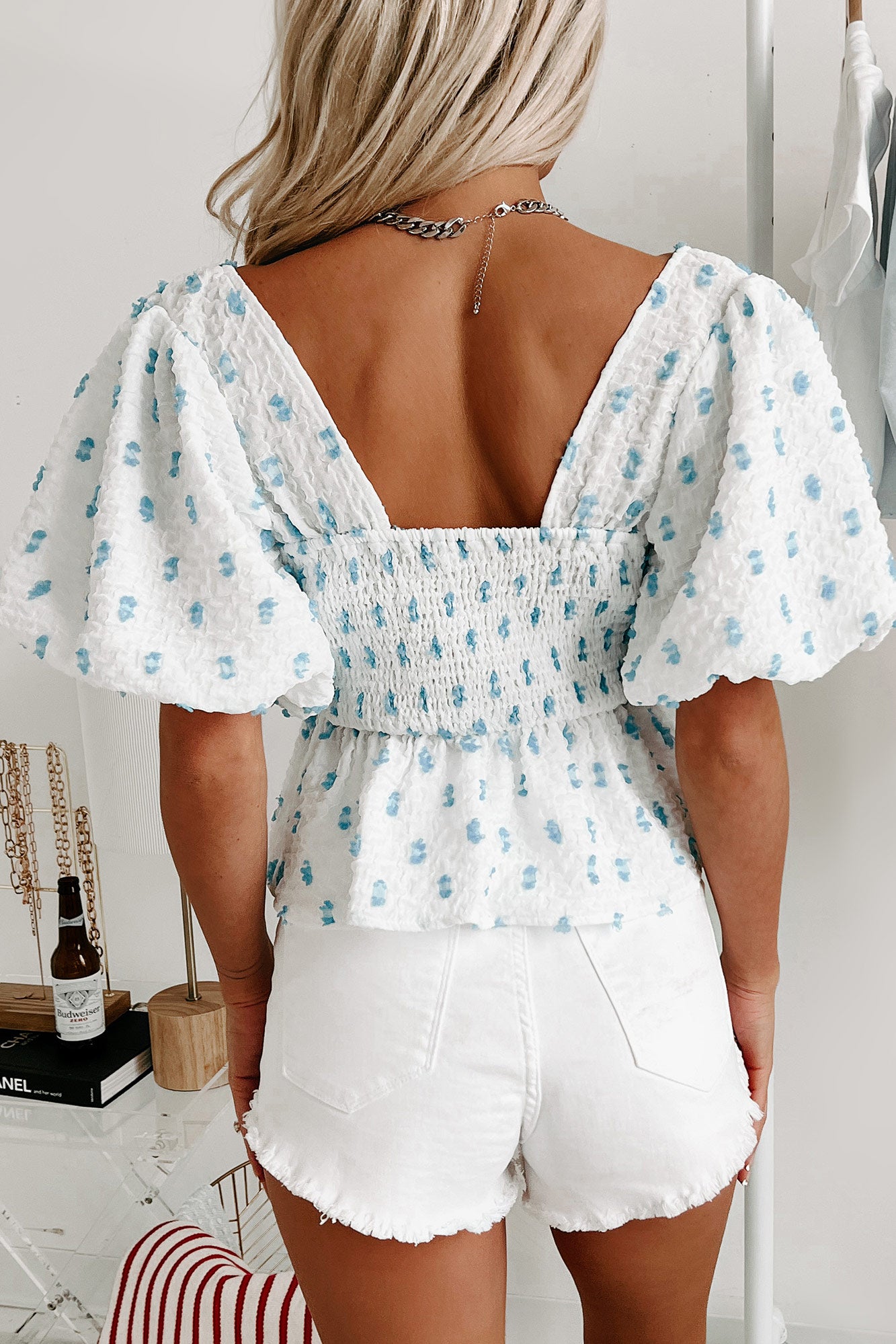 Stay Centered Puff Sleeve Top (White) - NanaMacs