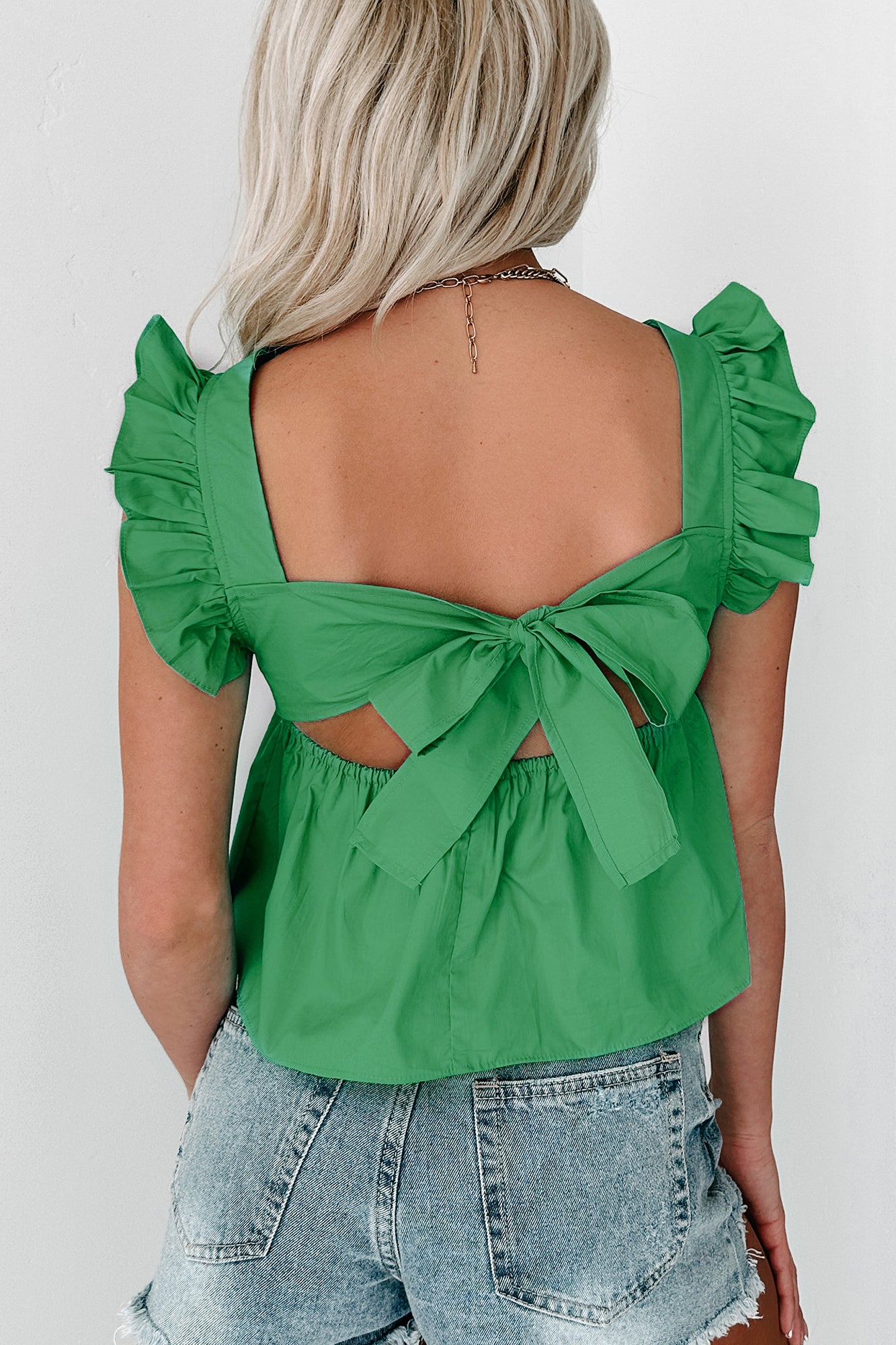 Candid Moments TieBack Babydoll Blouse (Green) NanaMacs
