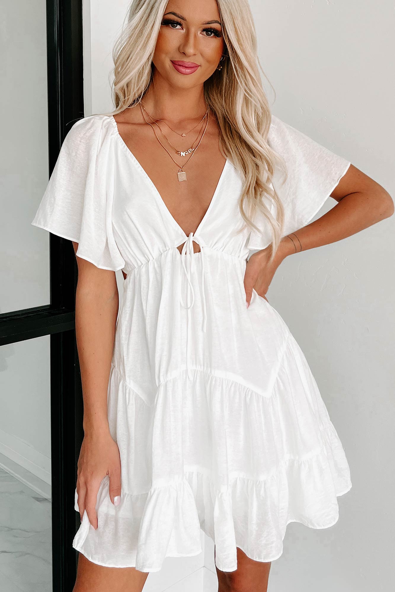 Leave You Stunned Sequin Fringe Mini Dress (White) · NanaMacs