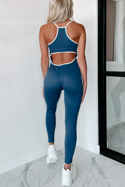 Lounging Around Town Back Cut-Out Jumpsuit (Blue Haze) - NanaMacs
