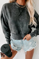 Mineral Wash Cropped Pullover Sweatshirt (Black) - NanaMacs