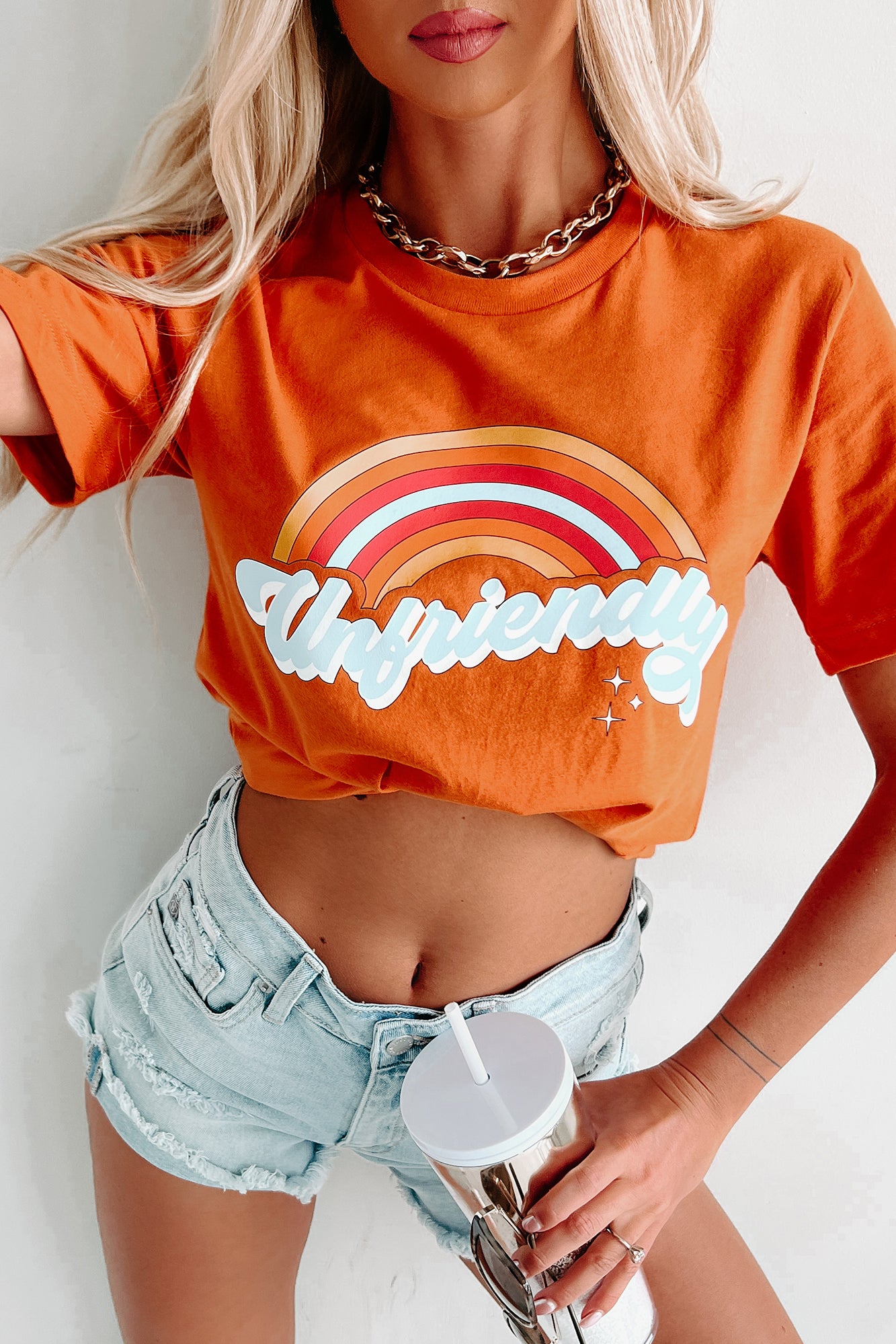 "Unfriendly" Graphic T-Shirt (Orange) - Print On Demand - NanaMacs