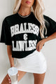 "Braless & Lawless" Oversized Crop Tee With Metallic Graphic (Black) - Print On Demand - NanaMacs