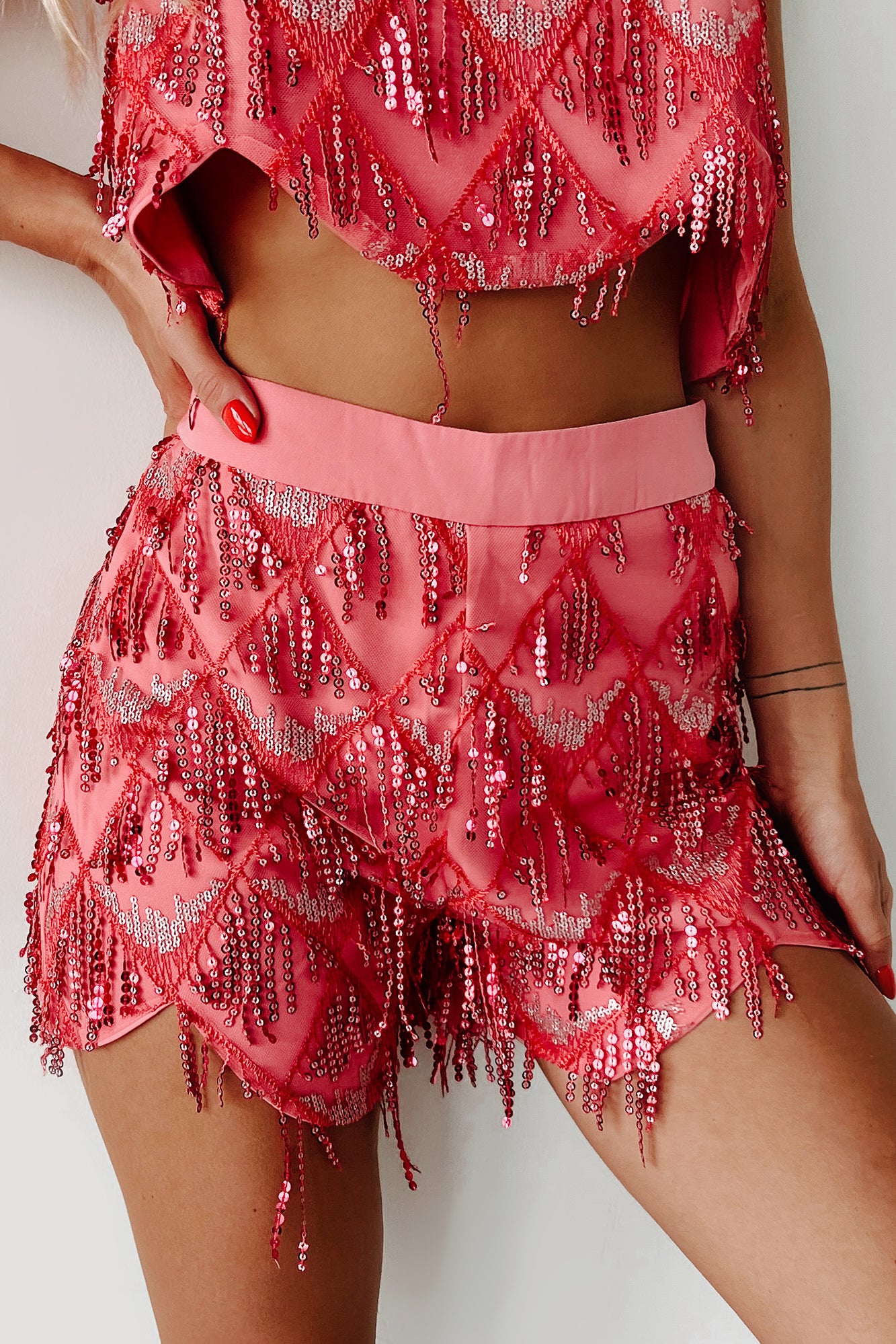 Glitter hot sale tassel shorts