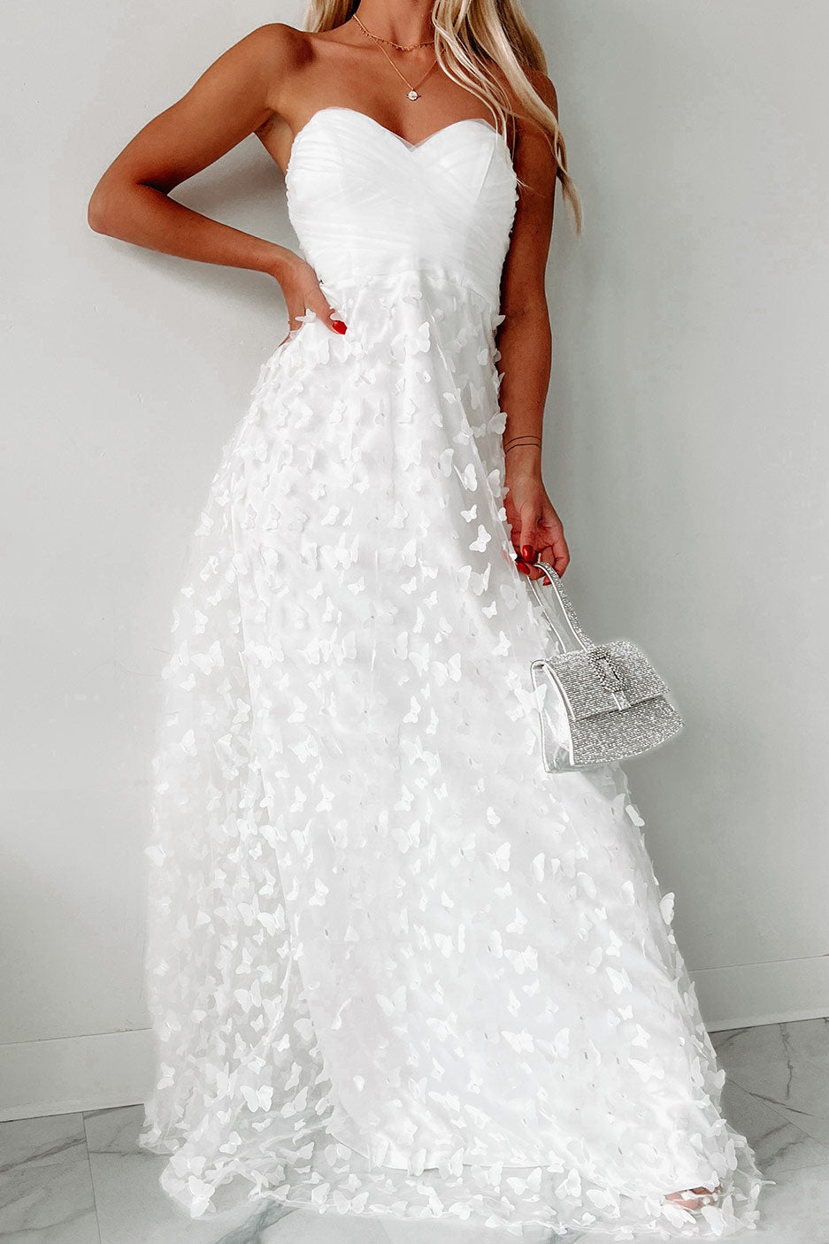 White butterfly maxi dress Clearance