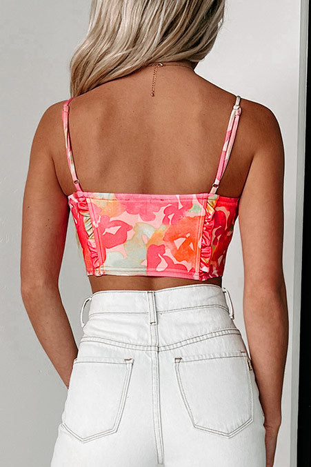 Vacation Bliss Washed Red Halter Wrap Crop Top