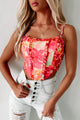 Botanical Bliss Ruffled Floral Corset Top (Pink Multi) - NanaMacs