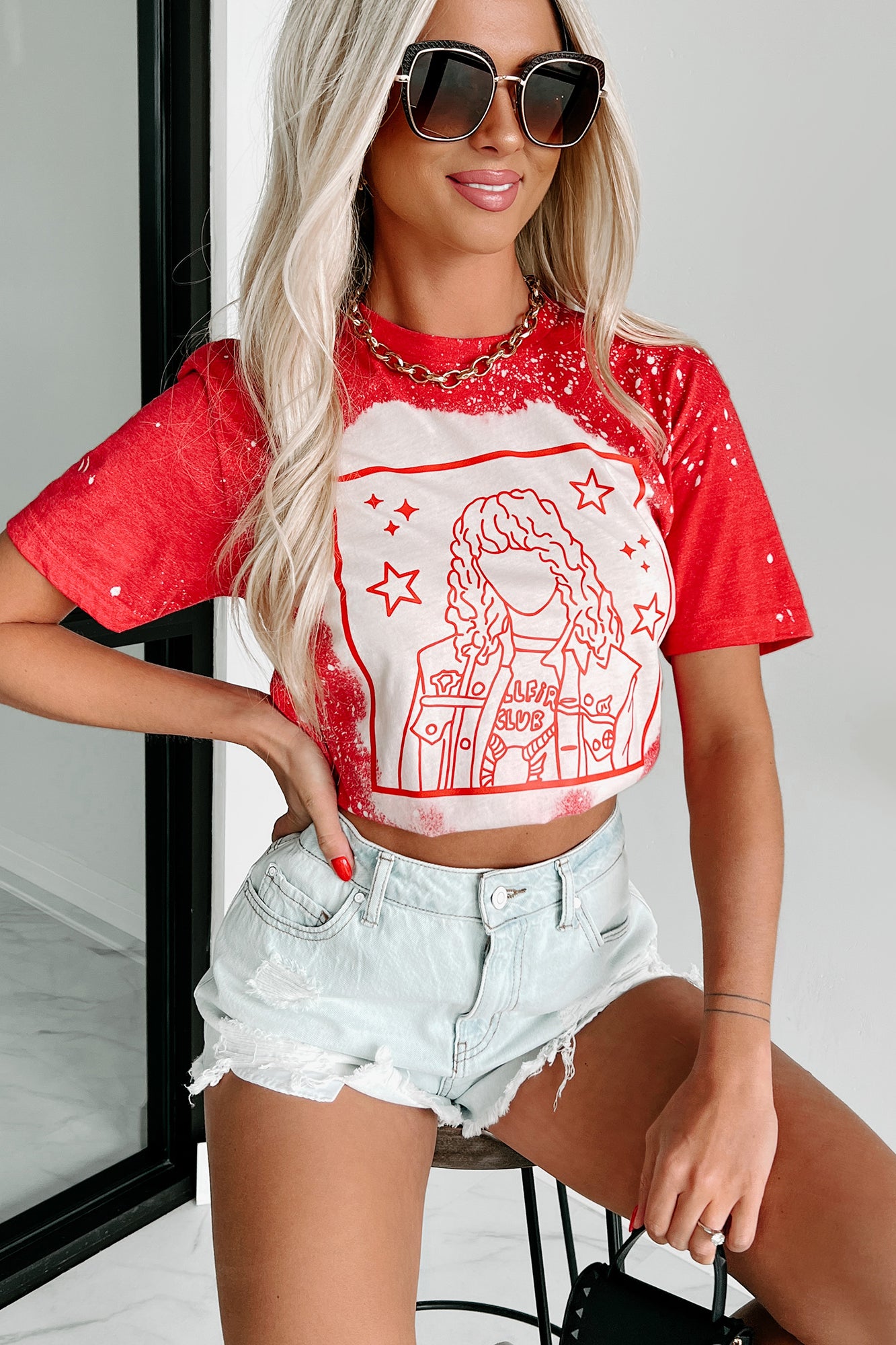 Doorbuster Freak In Charge Bleached Graphic T-Shirt (Red) - Print On Demand - NanaMacs