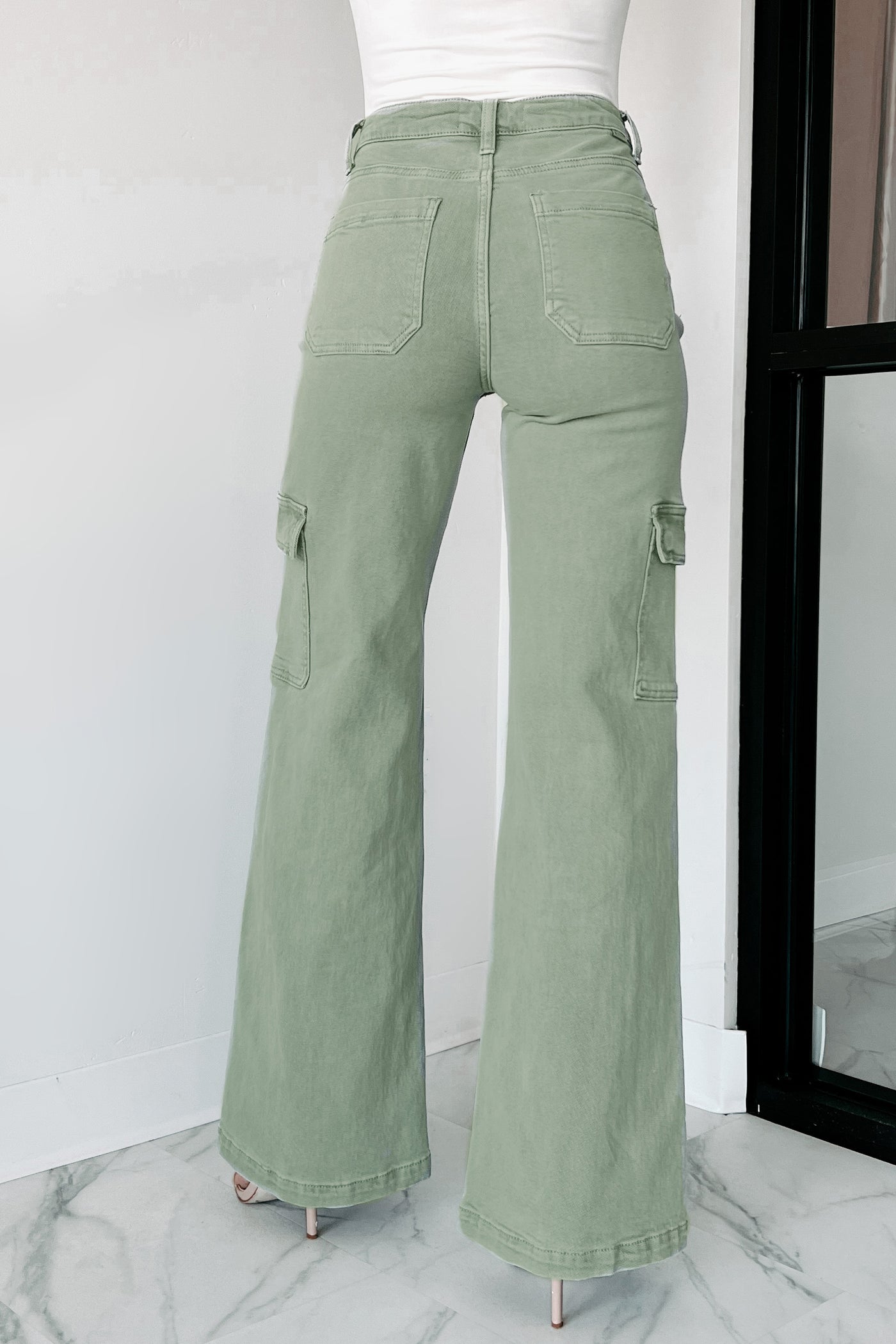 Living In The Moment Rise (Olive) Wide Leg High NanaMacs · Jeans Cargo