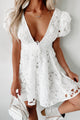 Everlasting Affection Puff Sleeve Crochet Lace Mini Dress (White) - NanaMacs