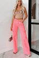Living In The Moment High Rise Wide Leg Cargo Jeans (Hot Pink) - NanaMacs