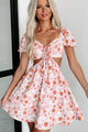 Something About Us Floral Puff Sleeve Cut-Out Dress (Blush) - NanaMacs