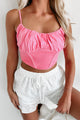 Stated Purpose Ruched Bust Crop Top (Bubble Gum) - NanaMacs