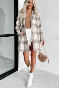 Moves Ahead Plaid Coat (Tan/Brown/Denim) - NanaMacs