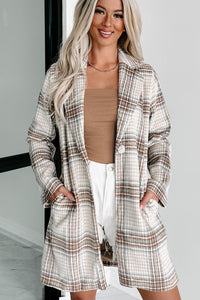 Moves Ahead Plaid Coat (Tan/Brown/Denim) - NanaMacs