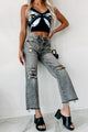 What A Rush High Rise Distressed Special A Mom Jeans (Grey) - NanaMacs