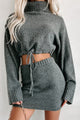 Change In The Weather Sweater Knit Crop Top & Skirt Set (Charcoal) - NanaMacs