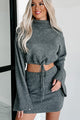 Change In The Weather Sweater Knit Crop Top & Skirt Set (Charcoal) - NanaMacs