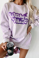 "Witchy Vibes" Glitter Graphic Crewneck (Orchid) - Print On Demand - NanaMacs