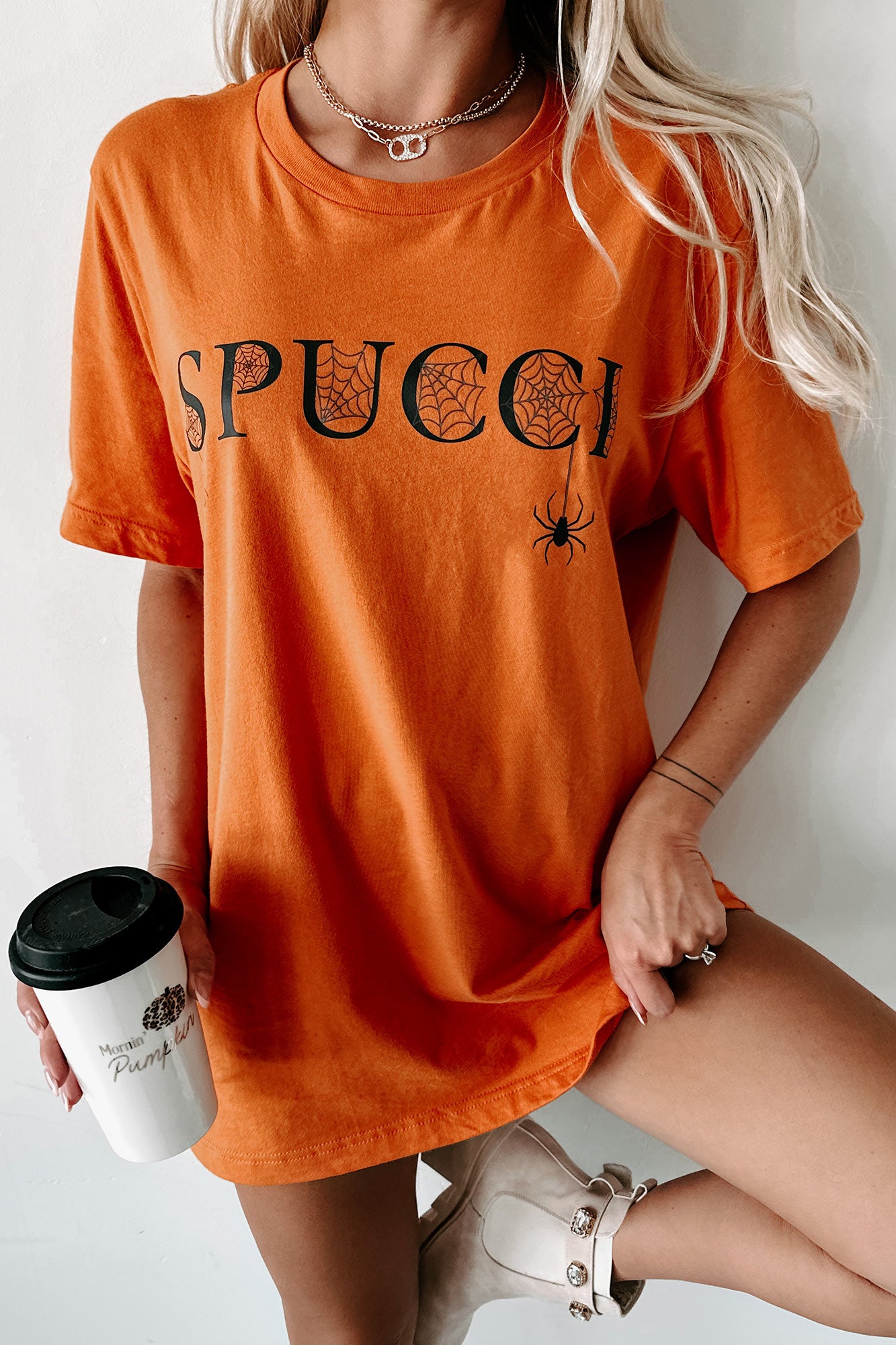 "Spucci" Graphic T-Shirt (Orange) - Print On Demand - NanaMacs