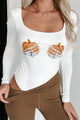 Best Pumpkins In The Patch Square Neck Graphic Bodysuit (White) - Print On Demand - NanaMacs