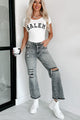 What A Rush High Rise Distressed Special A Mom Jeans (Grey) - NanaMacs