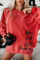 "Here For The Haunting" Corded Graphic Crewneck (Red) - Print On Demand - NanaMacs