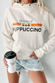 "House Of Puppuccino" Cowl Neck Graphic Hoodie (Ecru) - Print On Demand - NanaMacs