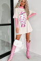 Girly Ghost Oversized Graphic T-Shirt Dress (Vanilla) - Print On Demand - NanaMacs