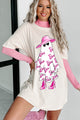 Girly Ghost Oversized Graphic T-Shirt Dress (Vanilla) - Print On Demand - NanaMacs