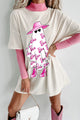 Girly Ghost Oversized Graphic T-Shirt Dress (Vanilla) - Print On Demand - NanaMacs