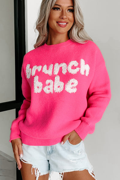 "Brunch Babe" Sweater (Fuchsia) - NanaMacs