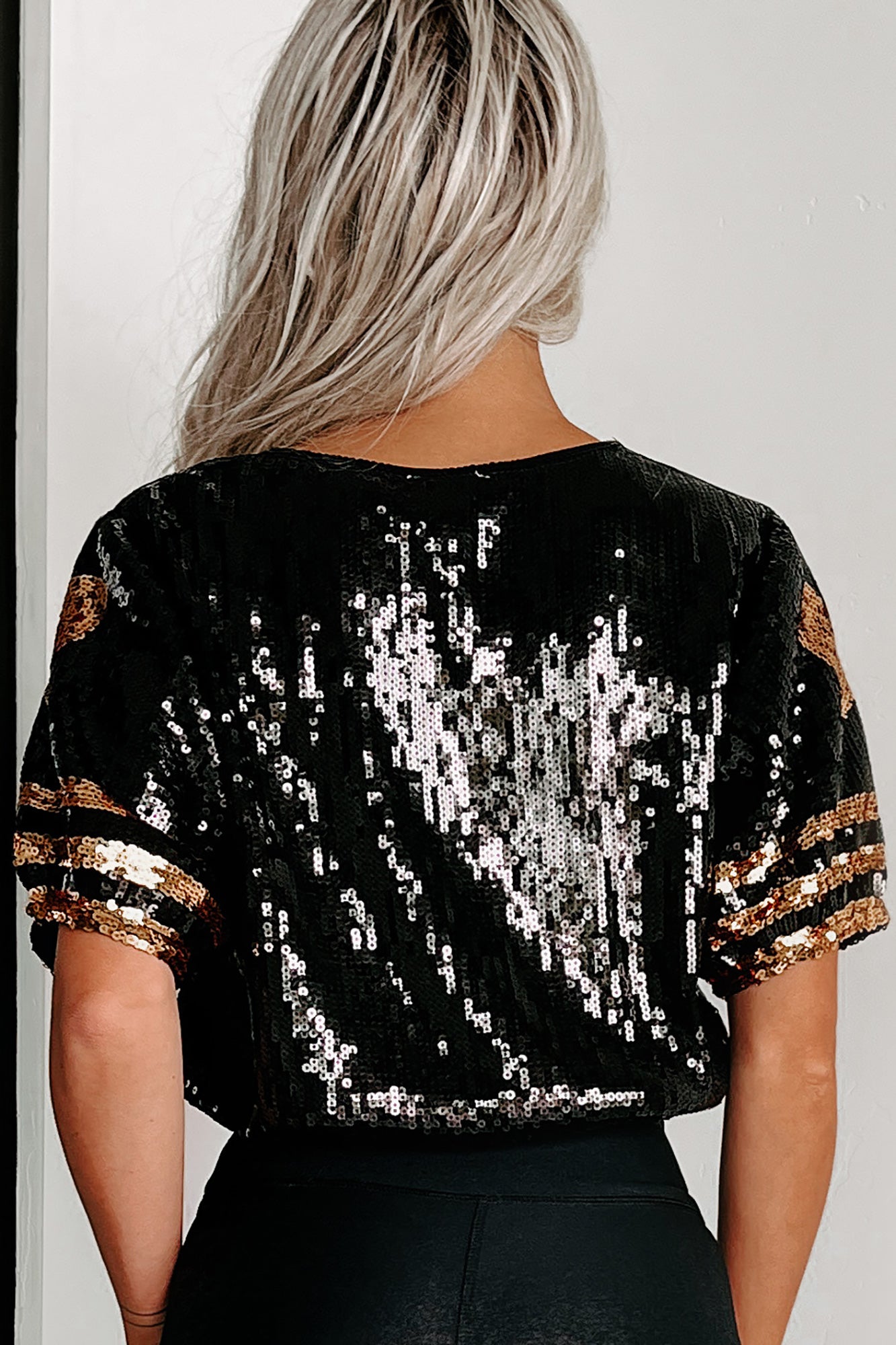 Sequin Jersey Tank, Black & Gold