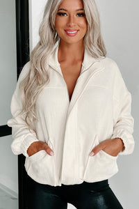 Exceptionally Chill Textured Zip-Up Jacket (Off White) - NanaMacs