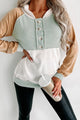 Touch Of Fall Colorblock Hoodie Top (Oat/Sage/Mustard) - NanaMacs