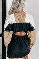 Court-Side Cutie Colorblock Windbreaker Dress (Black/Tan/Ivory) - NanaMacs