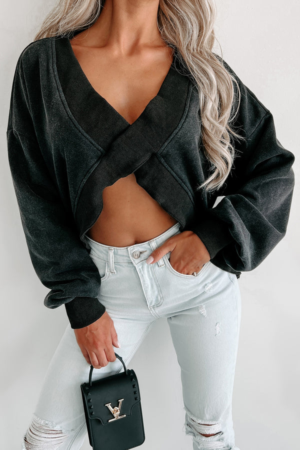 Forgive & Forget Reversible Mineral Wash Sweatshirt (Black) - NanaMacs